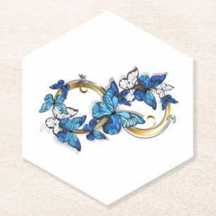 Dessous-de-verre En Papier Symbole infini de papillons Morpho bleus