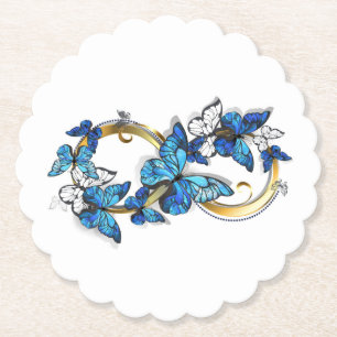 Dessous-de-verre En Papier Symbole infini de papillons Morpho bleus