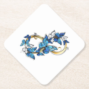 Dessous-de-verre En Papier Symbole infini de papillons Morpho bleus