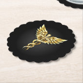 Dessous-de-verre En Papier Symbole Polygonal Or Caduceus (Incliné)