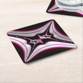 Dessous-de-verre En Papier Symétrie fractale Abstraite rose noire (Incliné)