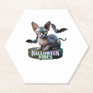 Dessous-de-verre En Papier T-shirt classique aura Halloween chat Sphynx mysti
