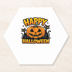 Dessous-de-verre En Papier T-Shirt classique Halloween Chat Noir_2