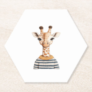 Dessous-de-verre En Papier T-shirt classique pour enfants girafe mignon