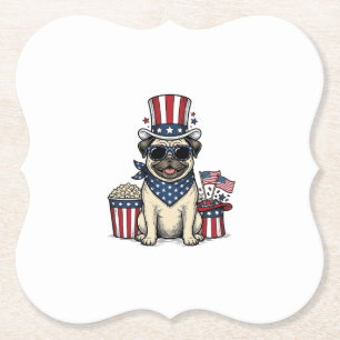 Dessous-de-verre En Papier T-shirt de chien avec gravure vintage Pug patrioti
