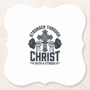 Dessous-de-verre En Papier T-Shirt de gym chrétien Plus fort par le Christ