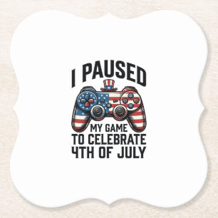 Dessous-de-verre En Papier T-shirt de jeu vidéo patriotique du 4 juillet_1