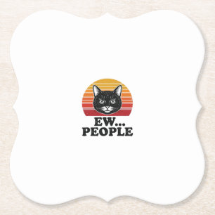 Dessous-de-verre En Papier T-shirt drôle de chat noir Ew personnes rétro couc