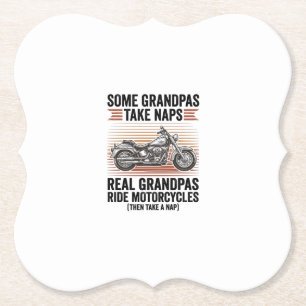 Dessous-de-verre En Papier T-shirt drôle de grand-père moto gravure vintage