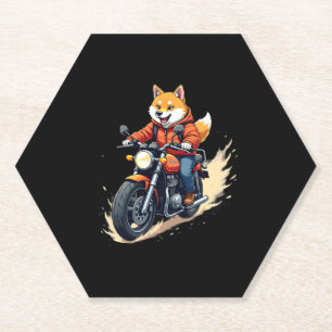 Dessous-de-verre En Papier T-Shirt Drôle, Shiba Inu, Moto, Chien, Marionnette