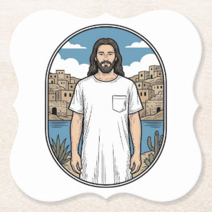 Dessous-de-verre En Papier T-Shirt Scénique Figure Spirituelle Gravure Vintag