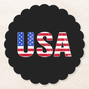Dessous-de-verre En Papier T Shirt USA Drapeau Américain Patriotique Hommes F