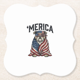 Dessous-de-verre En Papier T-shirt vectoriel vintage 'Merica Bulldog patrioti