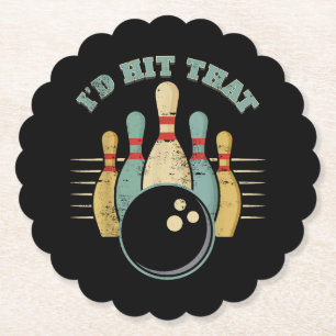 Dessous-de-verre En Papier T-Shirt Vintage de bowling amusant Je frappais ce