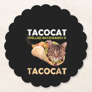 Dessous-de-verre En Papier Tacocat mignon Taco Chat épelé vers l'arrière