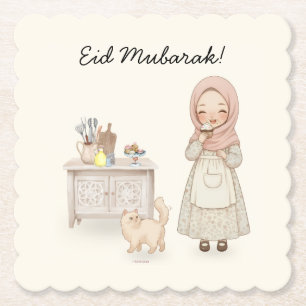 Dessous-de-verre En Papier Tapis de verre Eid Moubarak