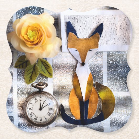 Dessous-de-verre En Papier Tapis de verre en papier renard (Devant)