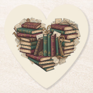 Dessous-de-verre En Papier Tapisserie de cœur pour amoureux des livres