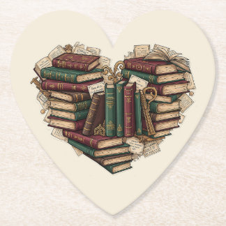 Dessous-de-verre En Papier Tapisserie de cœur pour amoureux des livres