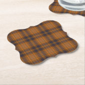 Dessous-de-verre En Papier Tartan bleu orange Brown (Incliné)