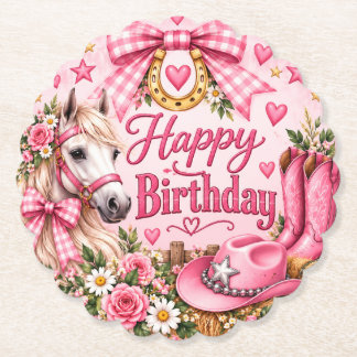 Dessous-de-verre En Papier Tasse-anniversaire Cowgirl Pink Pony Club