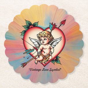 Dessous-de-verre En Papier Tatouage d'amour cupide traditionnel