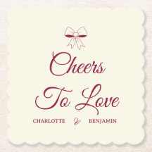 Tchin-tchin à l'amour Bourgogne Script Ivory Nœud 
