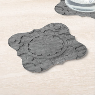 Dessous-de-verre En Papier Teak Bois Gris Texturé Dessin Sur Mesure
