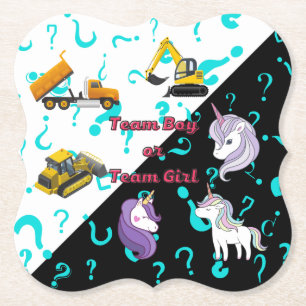 Dessous-de-verre En Papier Team Boy vs Team Girl Équipement Lourd vs Unicorns