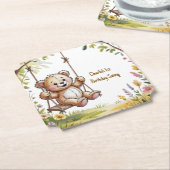 Dessous-de-verre En Papier Teddy's First Birday Swing Party (Incliné)