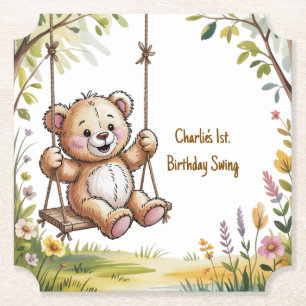Dessous-de-verre En Papier Teddy's First Birday Swing Party