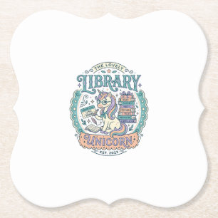 Dessous-de-verre En Papier Tee-shirt graphique fantaisiste Licorne de la bibl