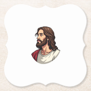 Dessous-de-verre En Papier Tee-shirt vintage gravure profil de Jésus 2