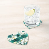 Dessous-de-verre En Papier Tél vert crème rose floral romantique (En situation)