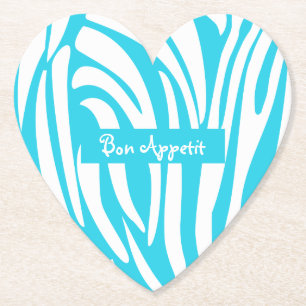 Dessous-de-verre En Papier Tendance de modèle Zèbre à rayures turquoise perso