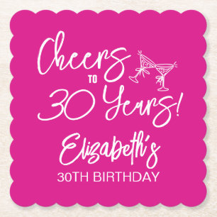 Dessous-de-verre En Papier Tendance rose Whimsical main tiré 30e anniversaire