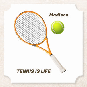 Dessous-de-verre En Papier Tennis de nom et de texte personnalisés