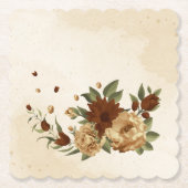 Dessous-de-verre En Papier terre cuite rustique verdure fleurie (Devant)