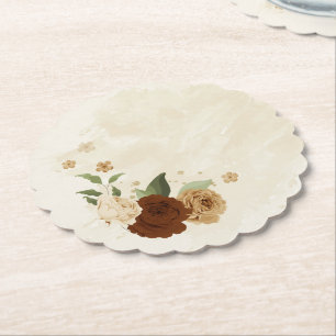Dessous-de-verre En Papier terre cuite ton floral mariage terre