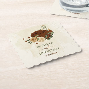 Dessous-de-verre En Papier terre cuite ton floral mariage terre