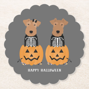 Dessous-de-verre En Papier Terrier gallois squelette d'Halloween