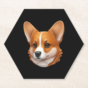 Dessous-de-verre En Papier Tête de corgi mignon