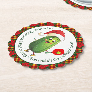 Dessous-de-verre En Papier Texte personnalisé Père Noël Pickleball Rally