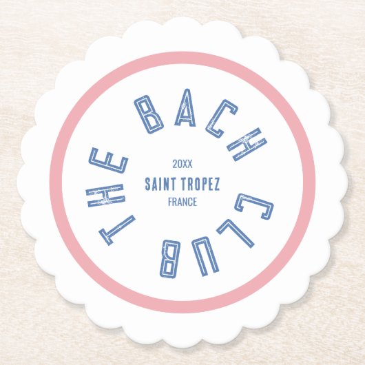 Dessous-de-verre En Papier The Bach Club Crête Bleue Rayure Rose (Devant)