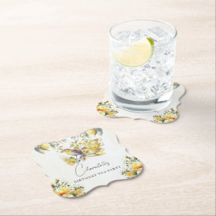 Dessous-de-verre En Papier Thé d'anniversaire élégant Vintage Party Citron