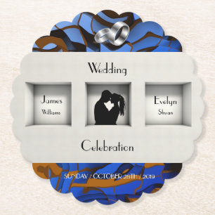 Dessous-de-verre En Papier Thème Bleu Royal Contemporain Moderne Abstrait