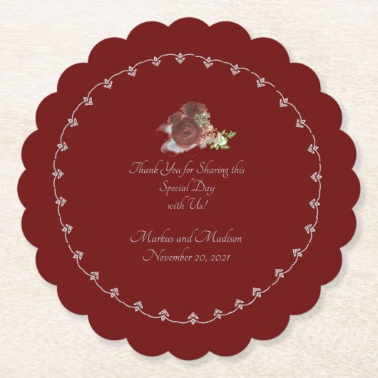 Dessous-de-verre En Papier Thème Rose Bourgogne (Devant)