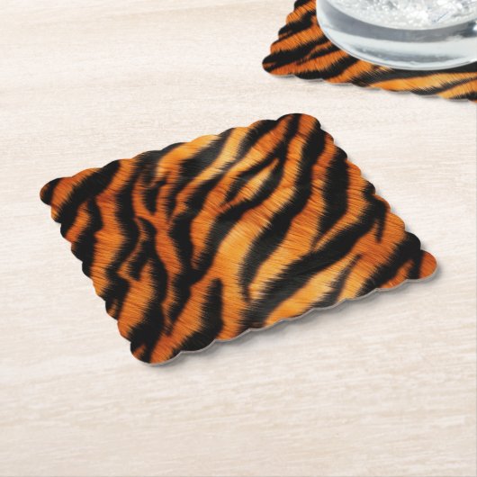 Dessous-de-verre En Papier Tigre noir orange (Incliné)