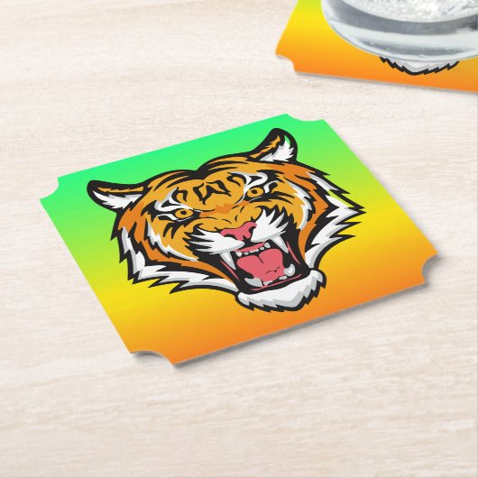 Dessous-de-verre En Papier Tigre torche tête-25818 (Incliné)