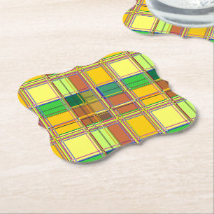 Dessous-de-verre En Papier Tissu coloré des Caraïbes Madras Tartan